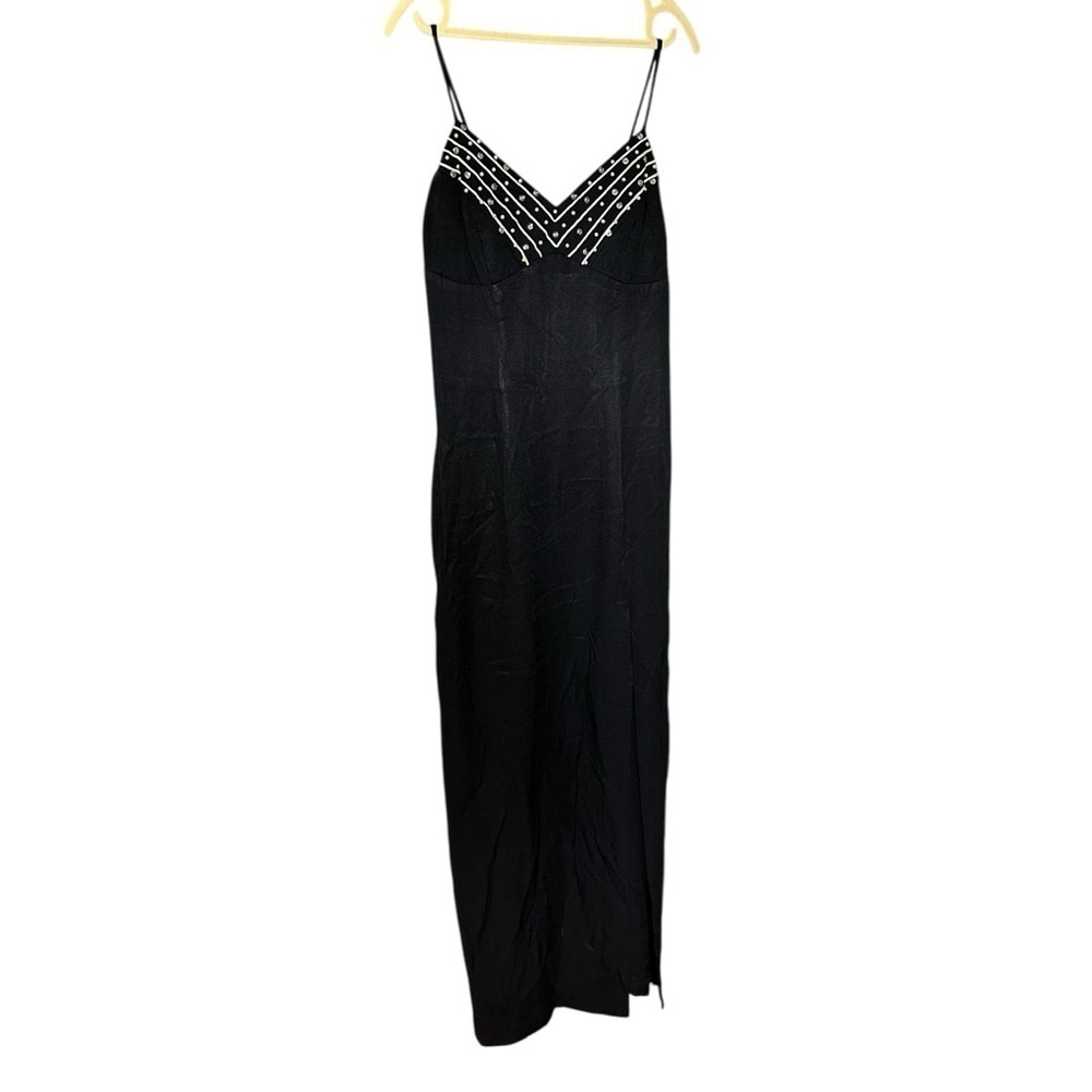 Vintage Jessica McClintock Black Embellished Maxi Slip Dress